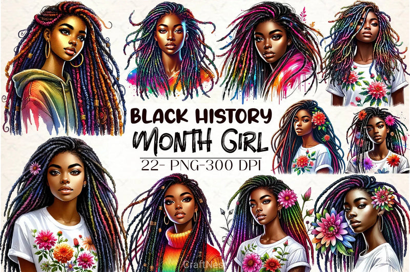 Black History Month Girl Clipart Bundle 1 - CraftNest - Digital Crafting and Art