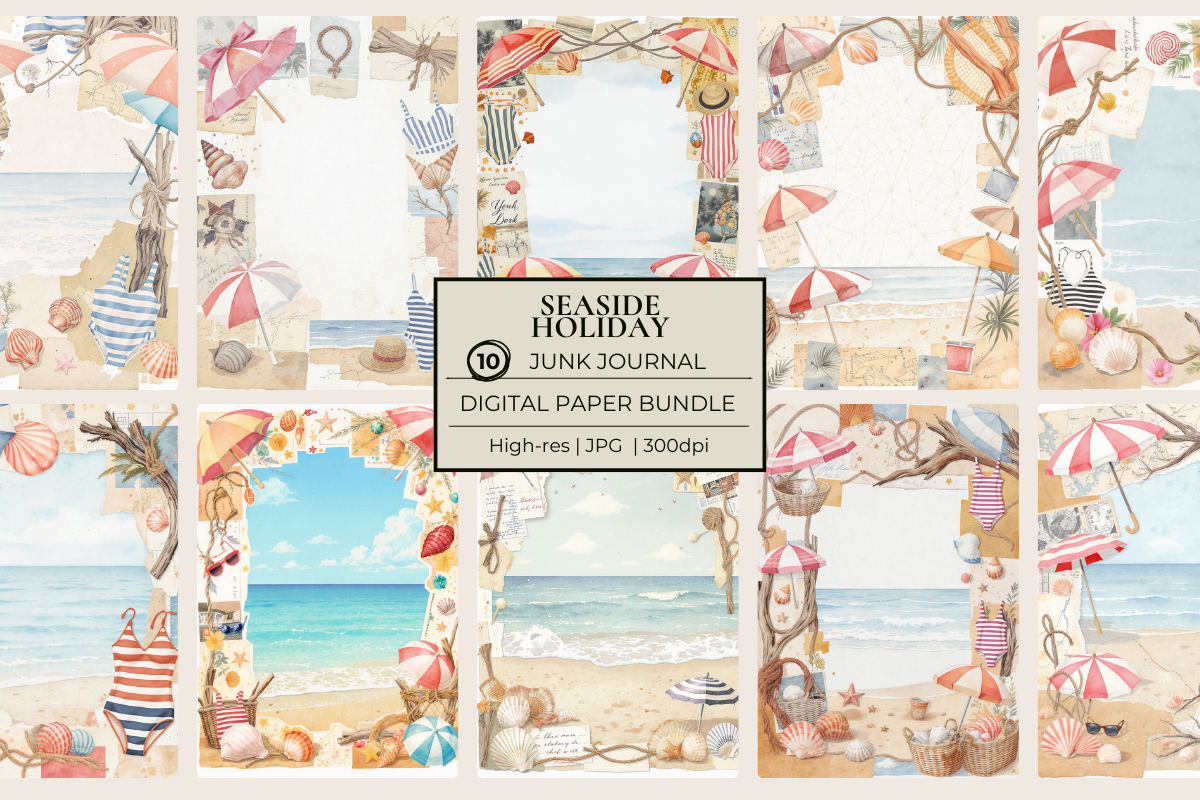 Seaside Holiday Junk Journal Papers