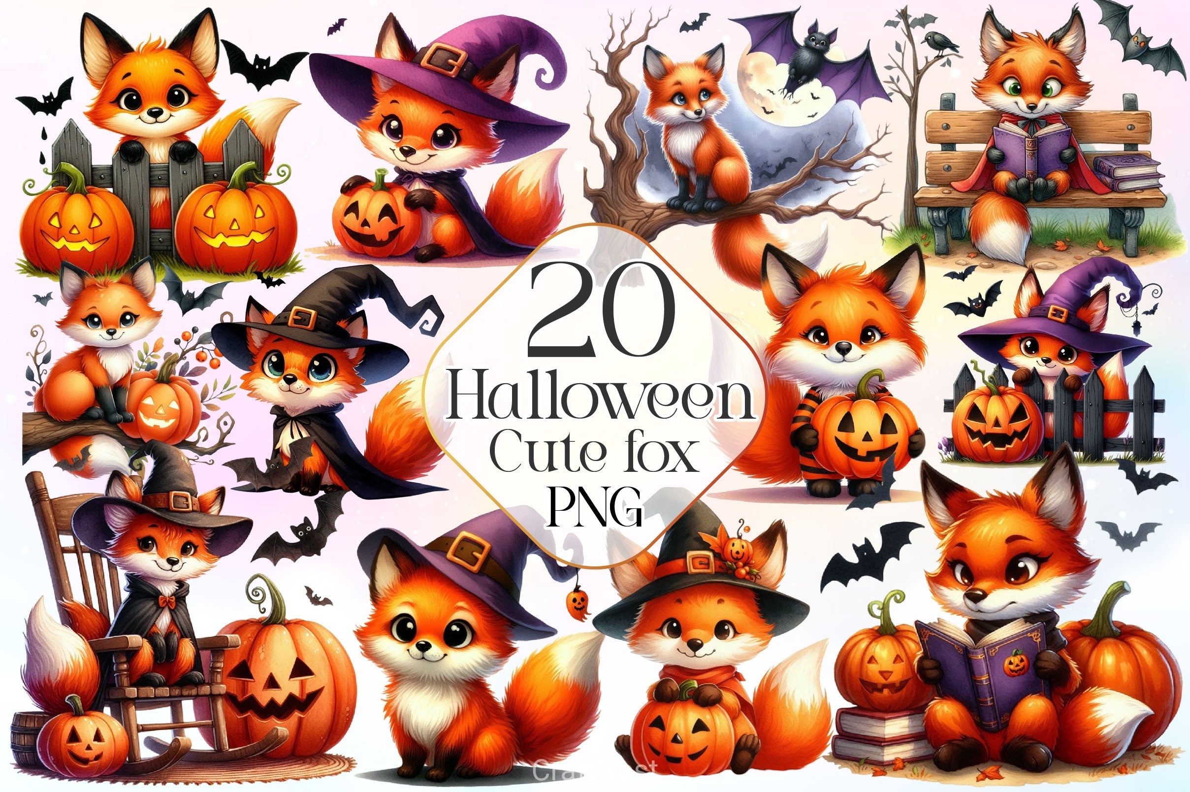 Halloween Fox Halloween Clipart Bundle