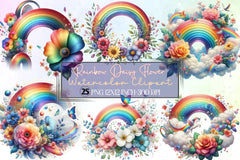 Rainbow Daisy Flower Clipart Bundle - CraftNest - Digital Crafting and Art