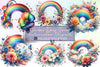 Rainbow Daisy Flower Clipart Bundle