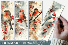 Christmas Birds Vintage Noel Bookmarks Junk Journal - CraftNest - Digital Crafting and Art