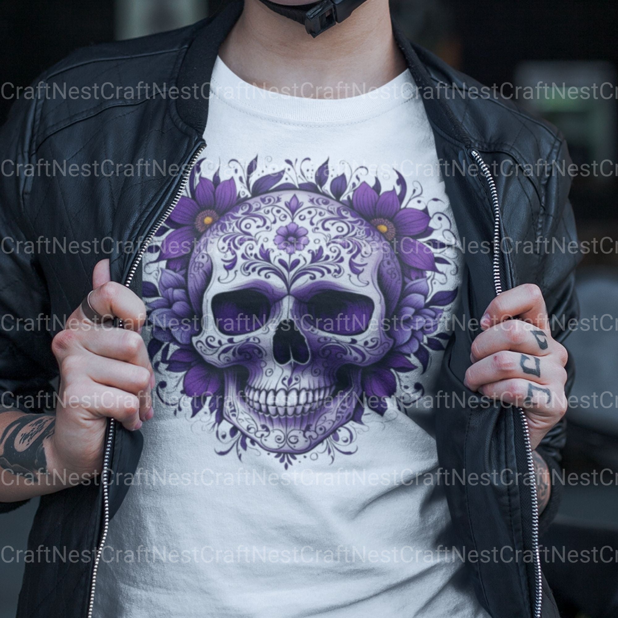Skulls In Purple Clipart Bundle