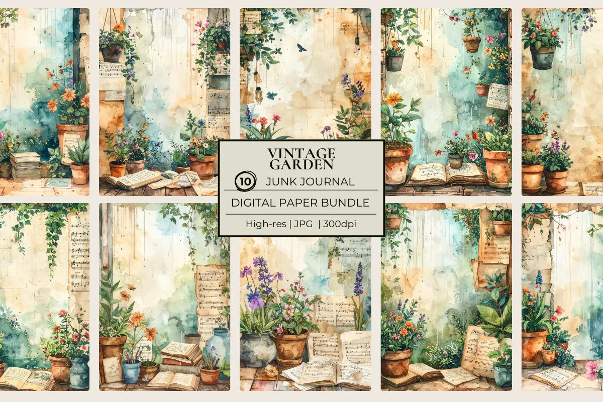 Vintage Garden Junk Journal Papers - CraftNest - Digital Crafting and Art
