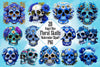 Royal Blue Floral Skulls Clipart Bundle