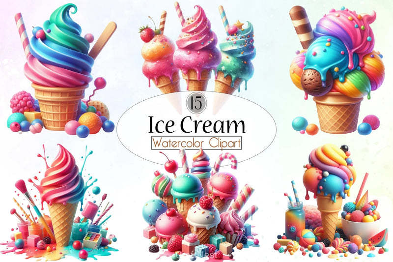 Ice Cream Clipart Bundle 2 - CraftNest - Digital Crafting and Art