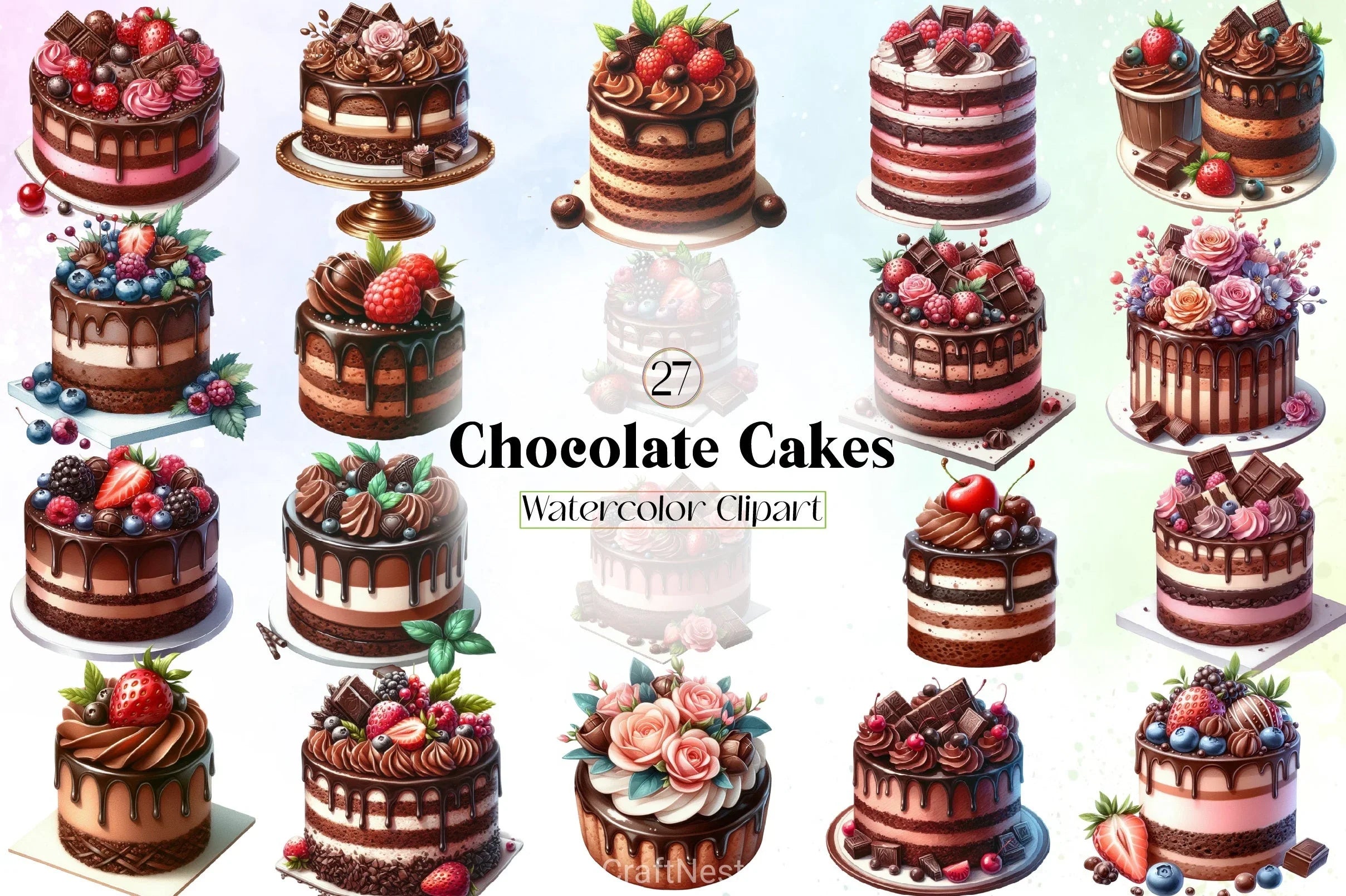 Chocolate Cakes Clipart Bundle - CraftNest - Digital Crafting and Art