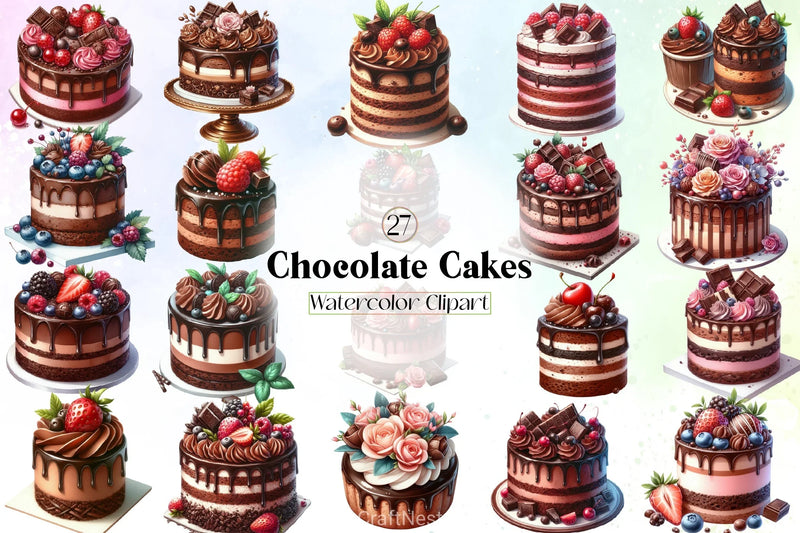 Chocolate Cakes Clipart Bundle - CraftNest - Digital Crafting and Art