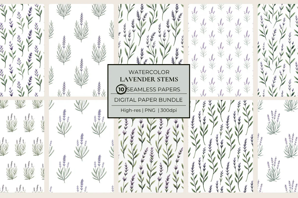 Lavender Stems Seamless Papers - CraftNest - Digital Crafting and Art