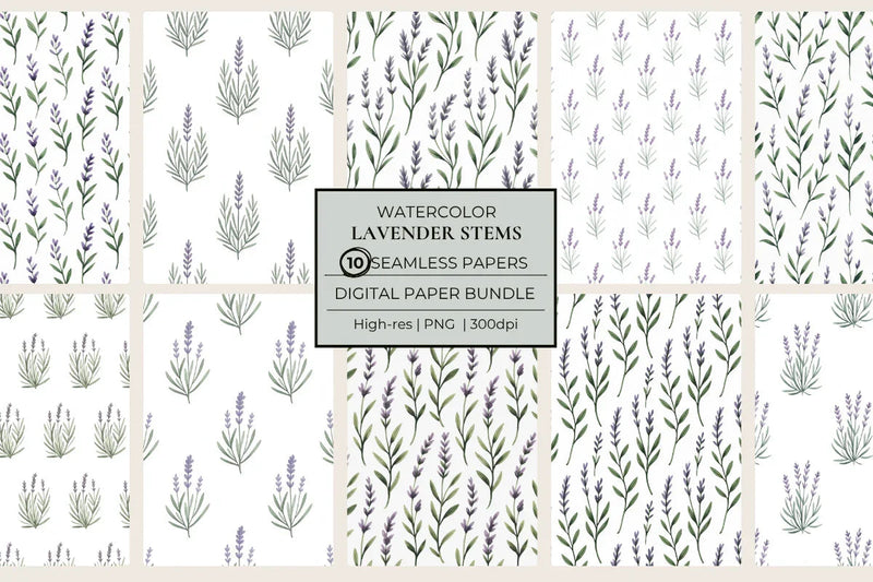 Lavender Stems Seamless Papers - CraftNest - Digital Crafting and Art