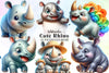 Cute Rhino Clipart Bundle
