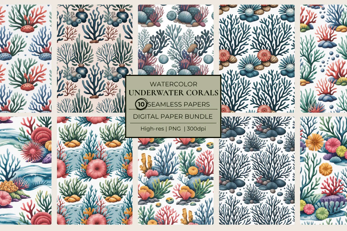 Underwater Corals Seamless Papers - CraftNest - Digital Crafting and Art