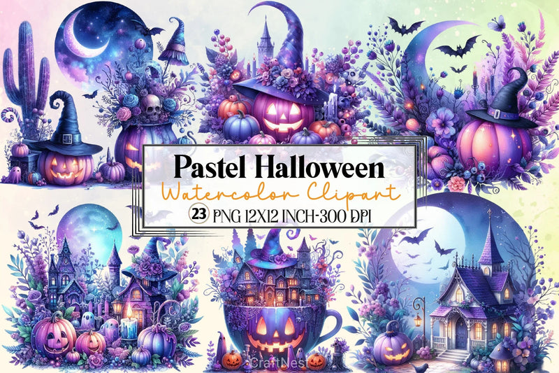 Pastel Halloween Clipart Bundle 2 - CraftNest - Digital Crafting and Art