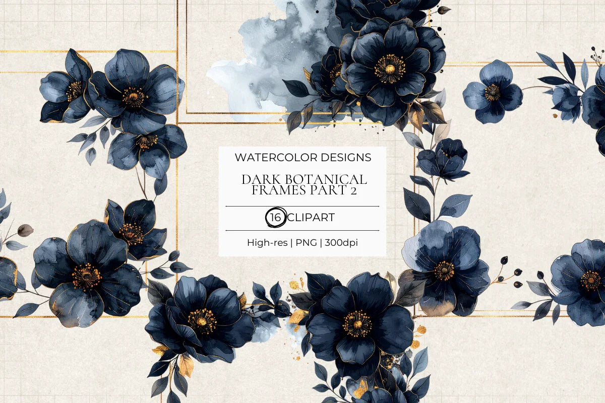 Dark Botanical Frames Part 2 Clipart - CraftNest - Digital Crafting and Art