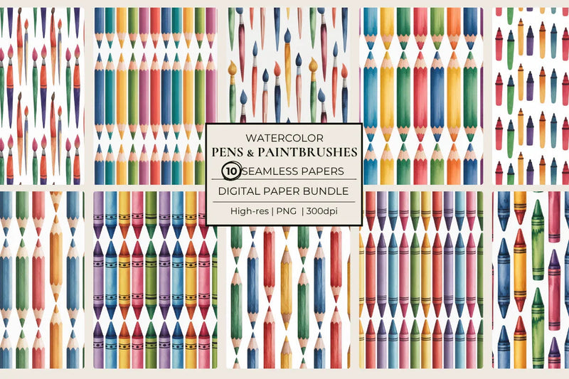 Pens & Paintbrushes & Stuff Seamless Papers - CraftNest - Digital Crafting and Art