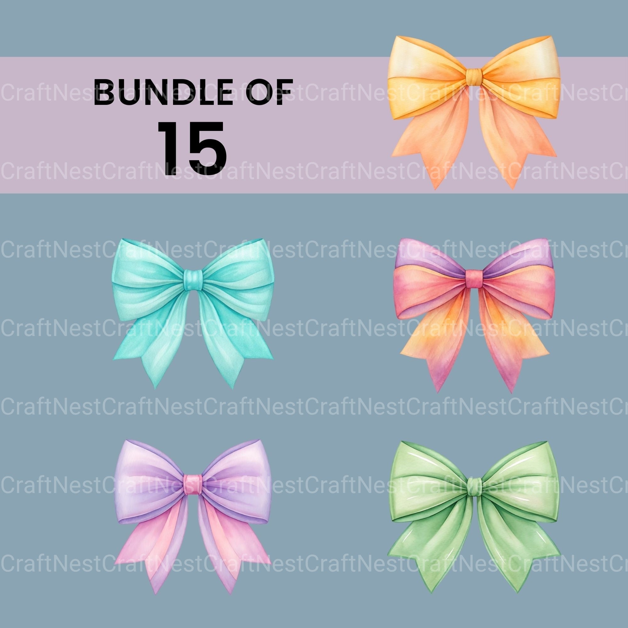 Pastel Bows Clipart Bundle