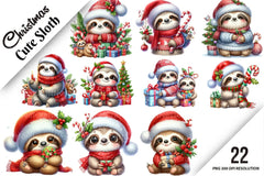 Christmas Cute Sloth Clipart Bundle - CraftNest - Digital Crafting and Art