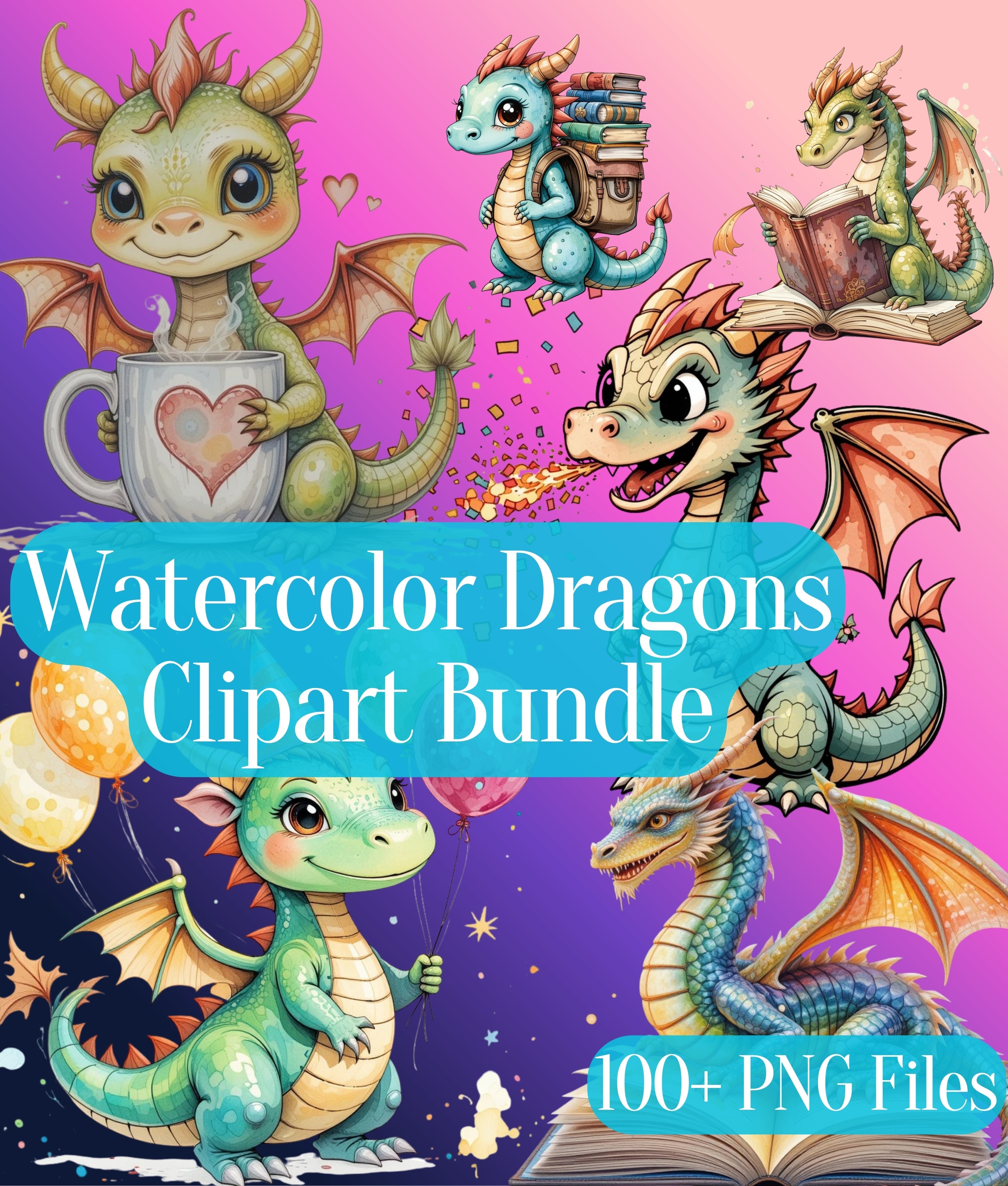 Dragon Clipart Bundle - Fantasy Illustrations
