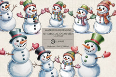 Whimsical Snowmen Clipart - CraftNest - Digital Crafting and Art