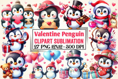 Valentine Penguin Clipart Bundle - CraftNest - Digital Crafting and Art