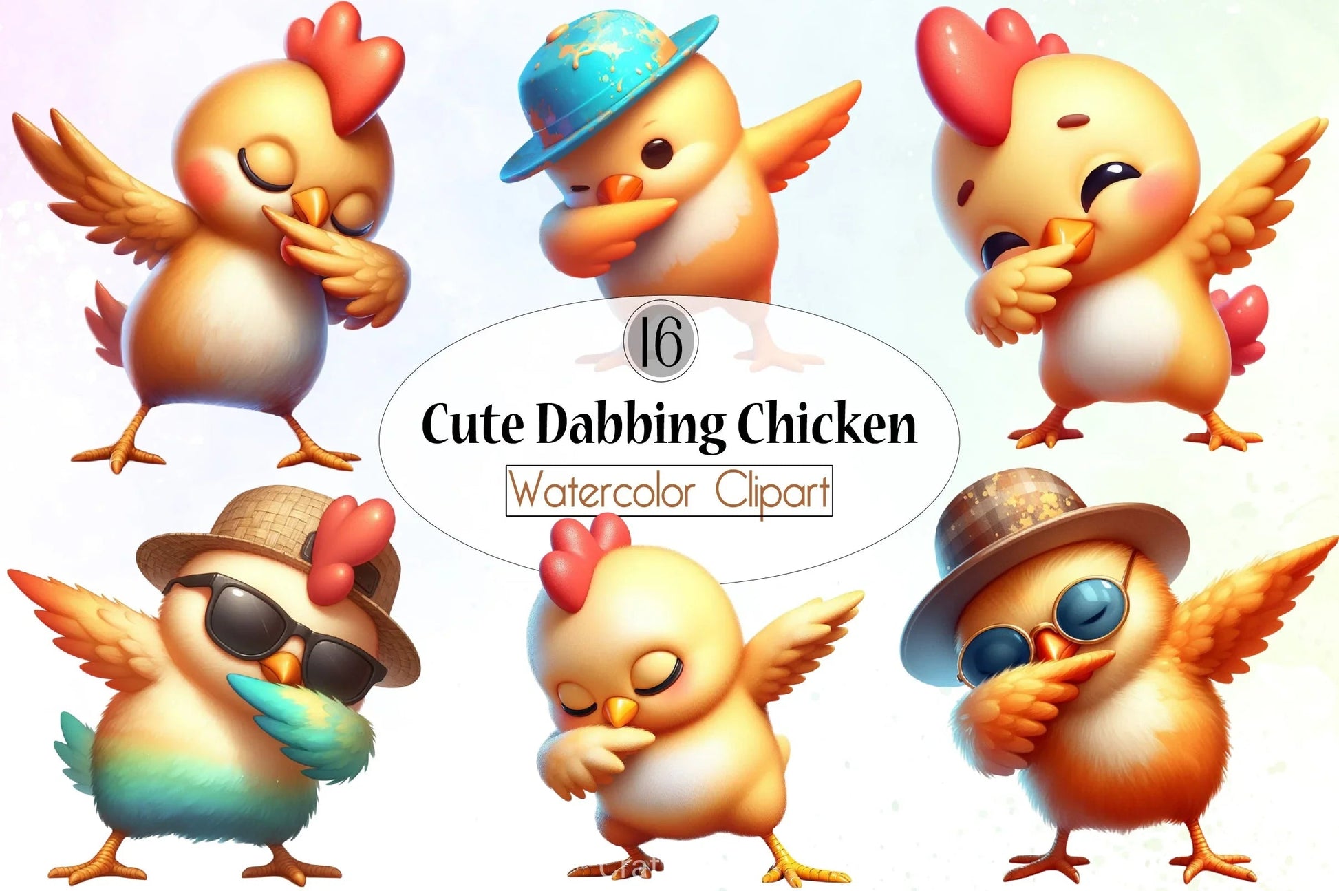 Cute Dabbing Chicken Clipart Bundle - CraftNest - Digital Crafting and Art