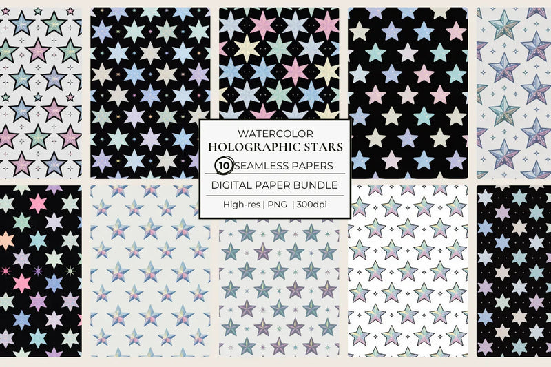 Holographic Stars Seamless Papers - CraftNest - Digital Crafting and Art