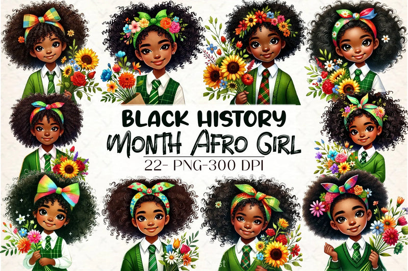 Black History Afro Girl Clipart Bundle - CraftNest - Digital Crafting and Art