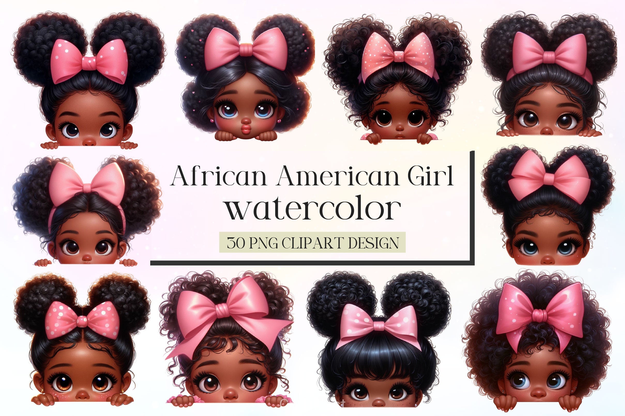 Peekaboo African Black Girl Clipart Bundle