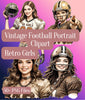 Vintage Football Portrait Clipart Bundle