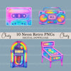 Neon Retro 3 Clipart Bundle