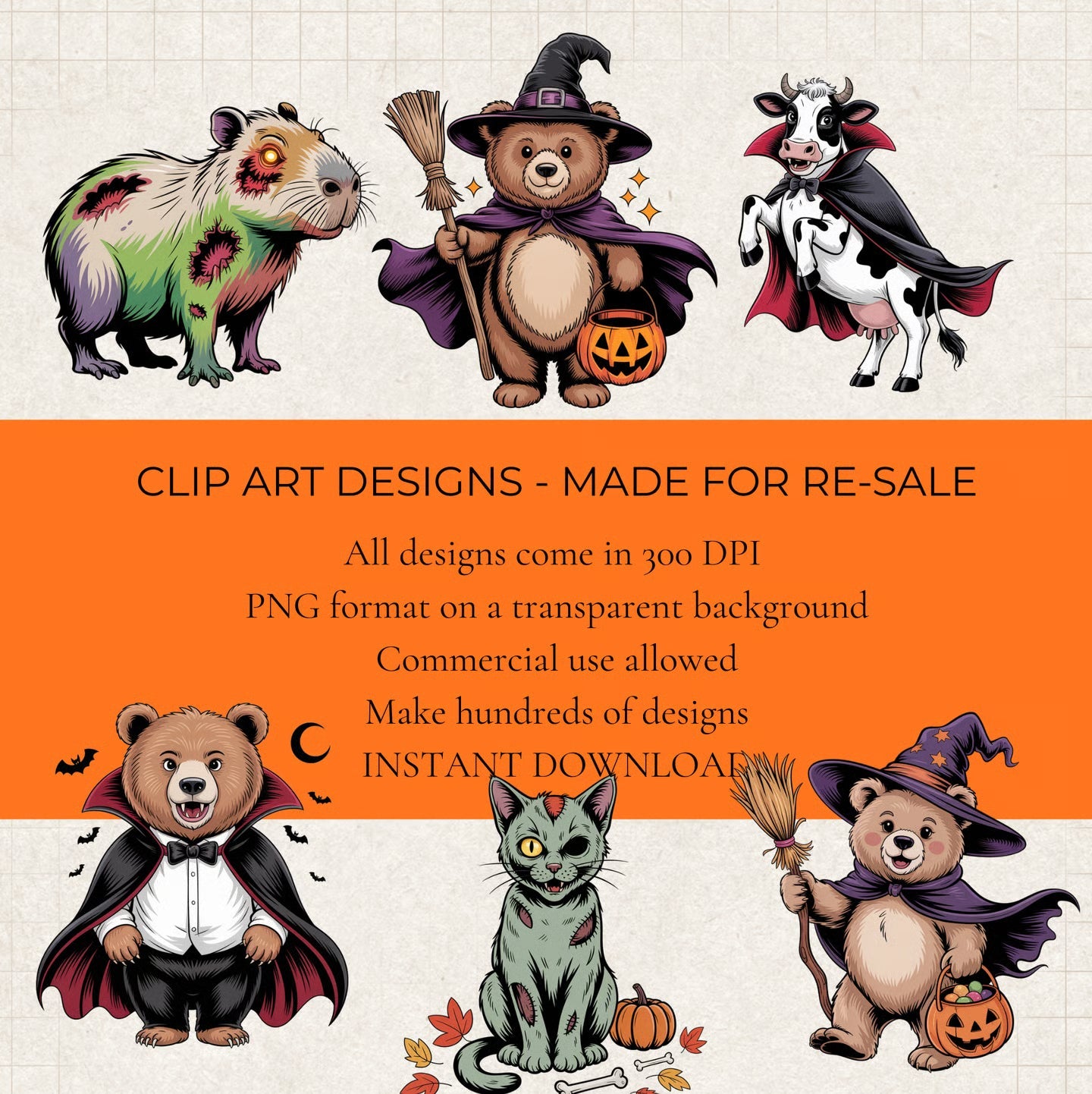 Animal Halloween Clipart - CraftNest - Digital Crafting and Art