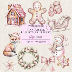 Pastel Pink Christmas Clipart - CraftNest - Digital Crafting and Art