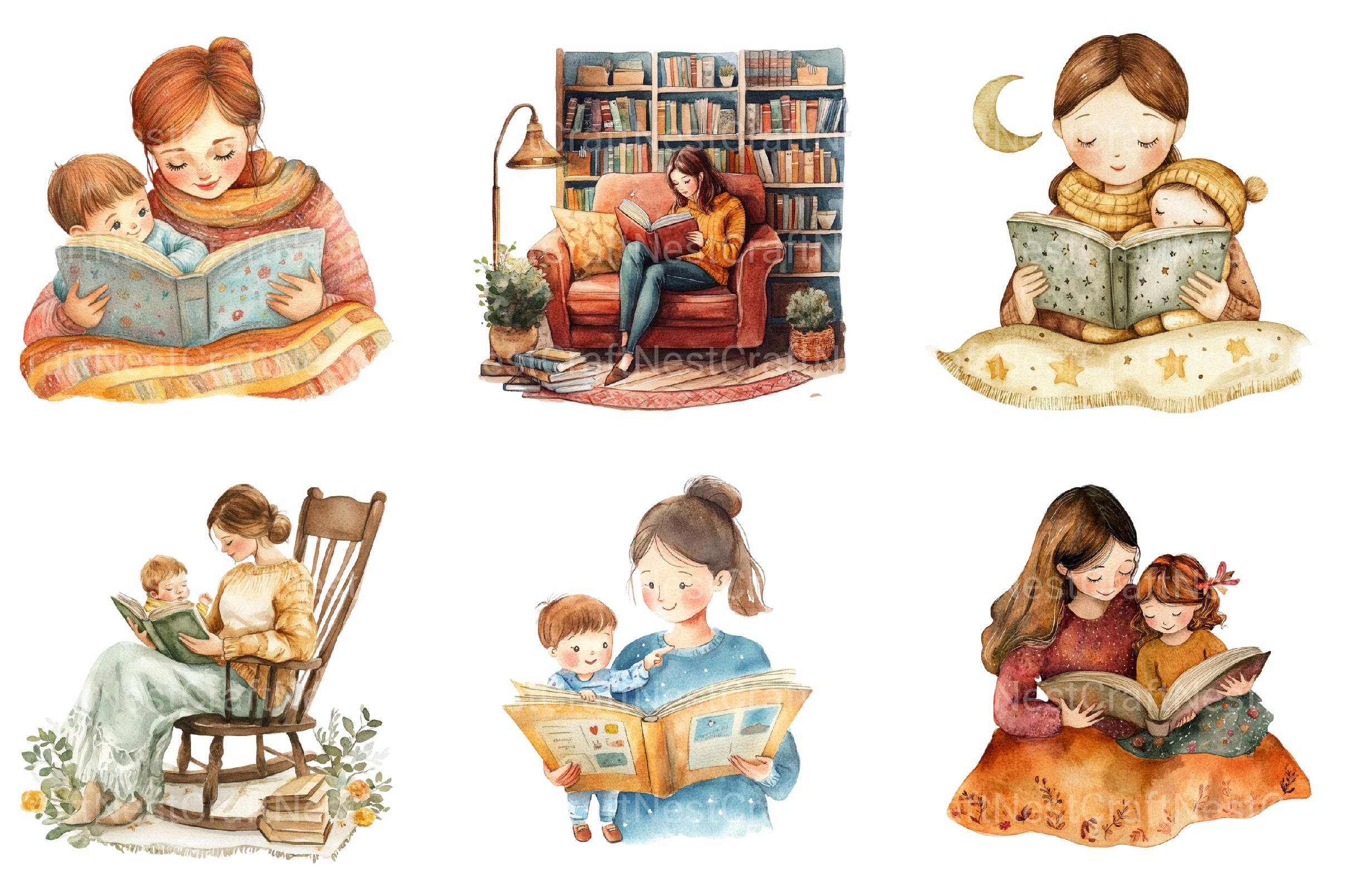 Happy Mothers Day Reading Clipart