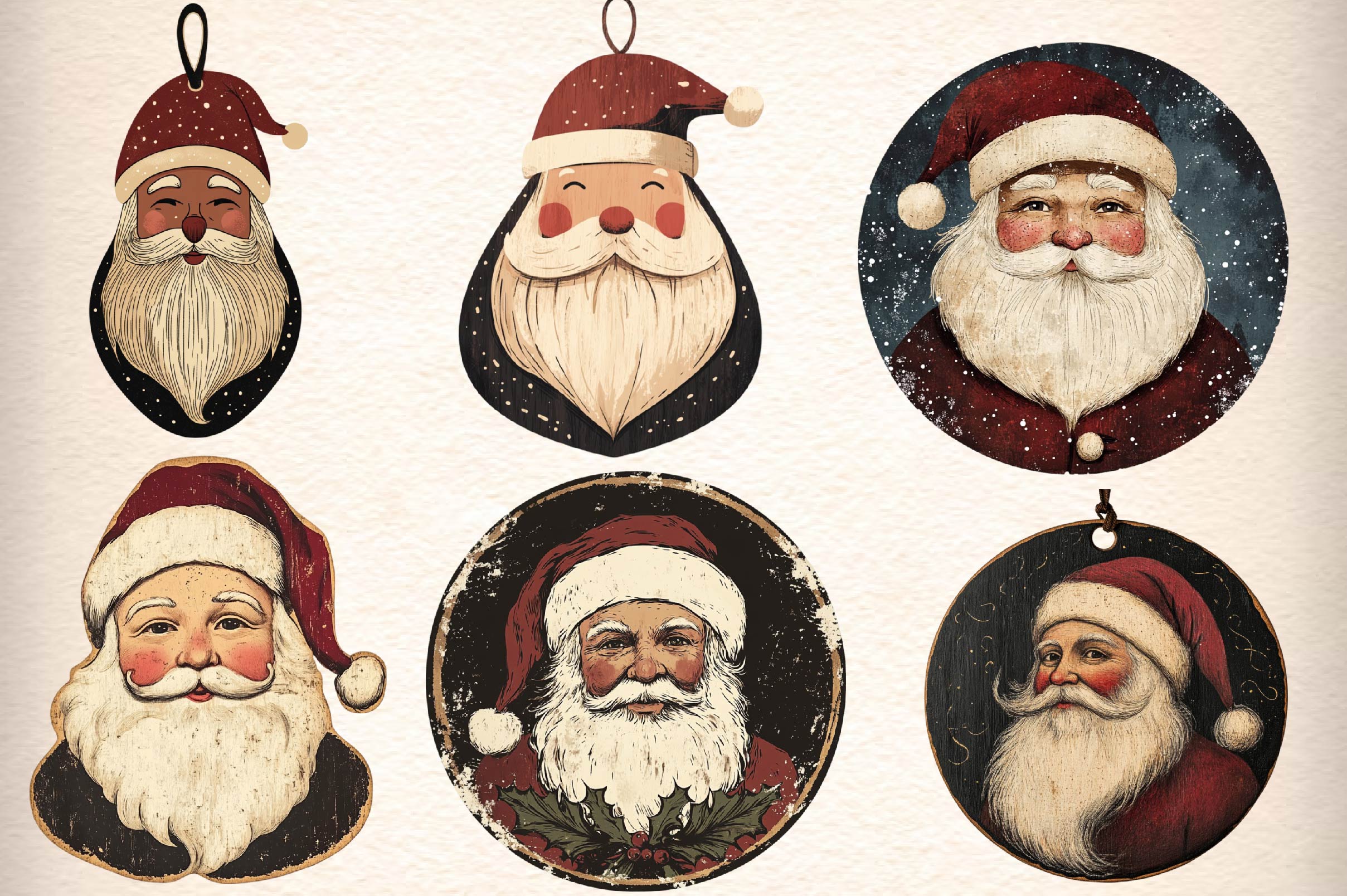 Christmas Ornament Santa Clipart Bundle