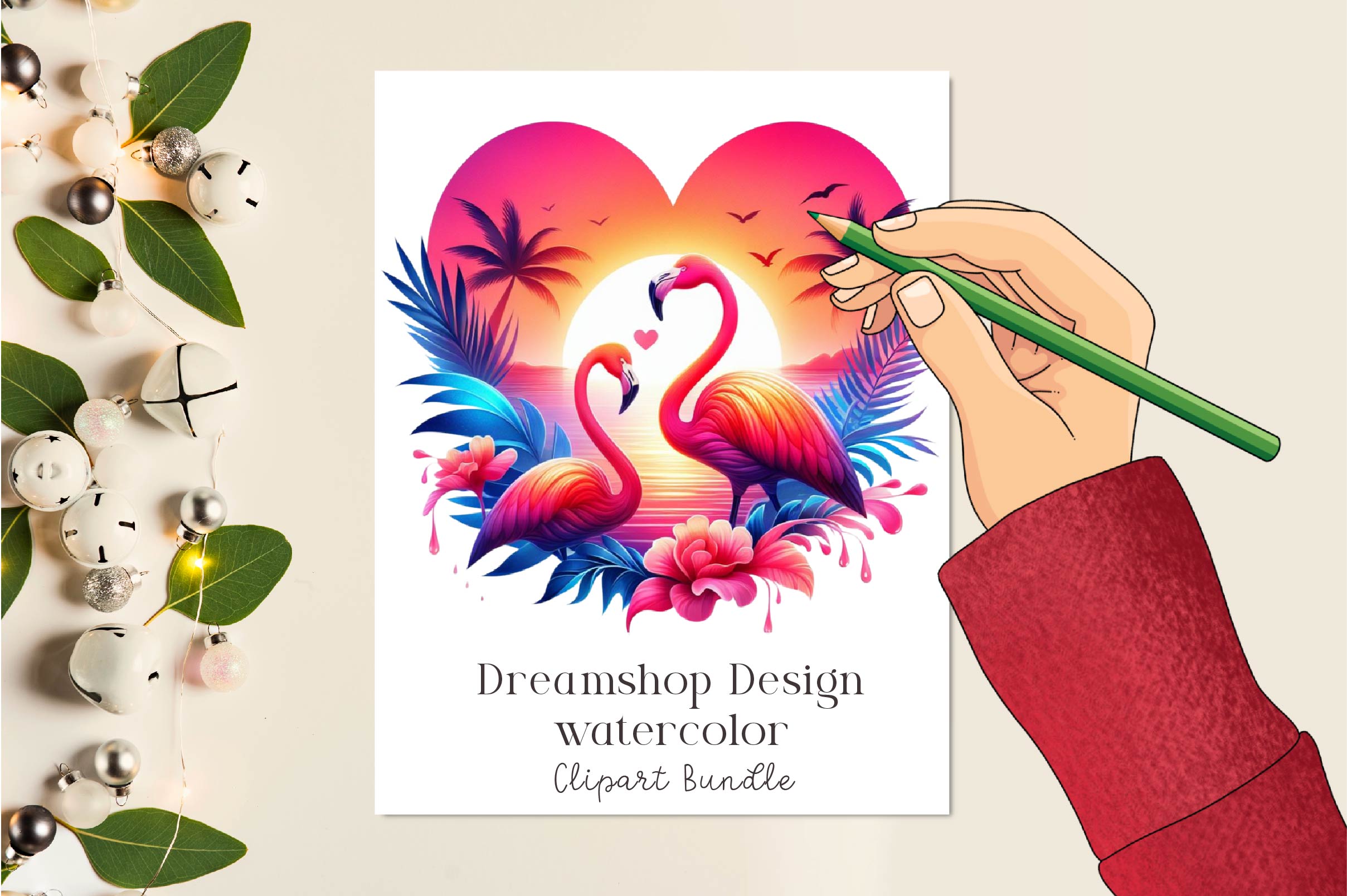 Heart Shaped Sunset Clipart Bundle