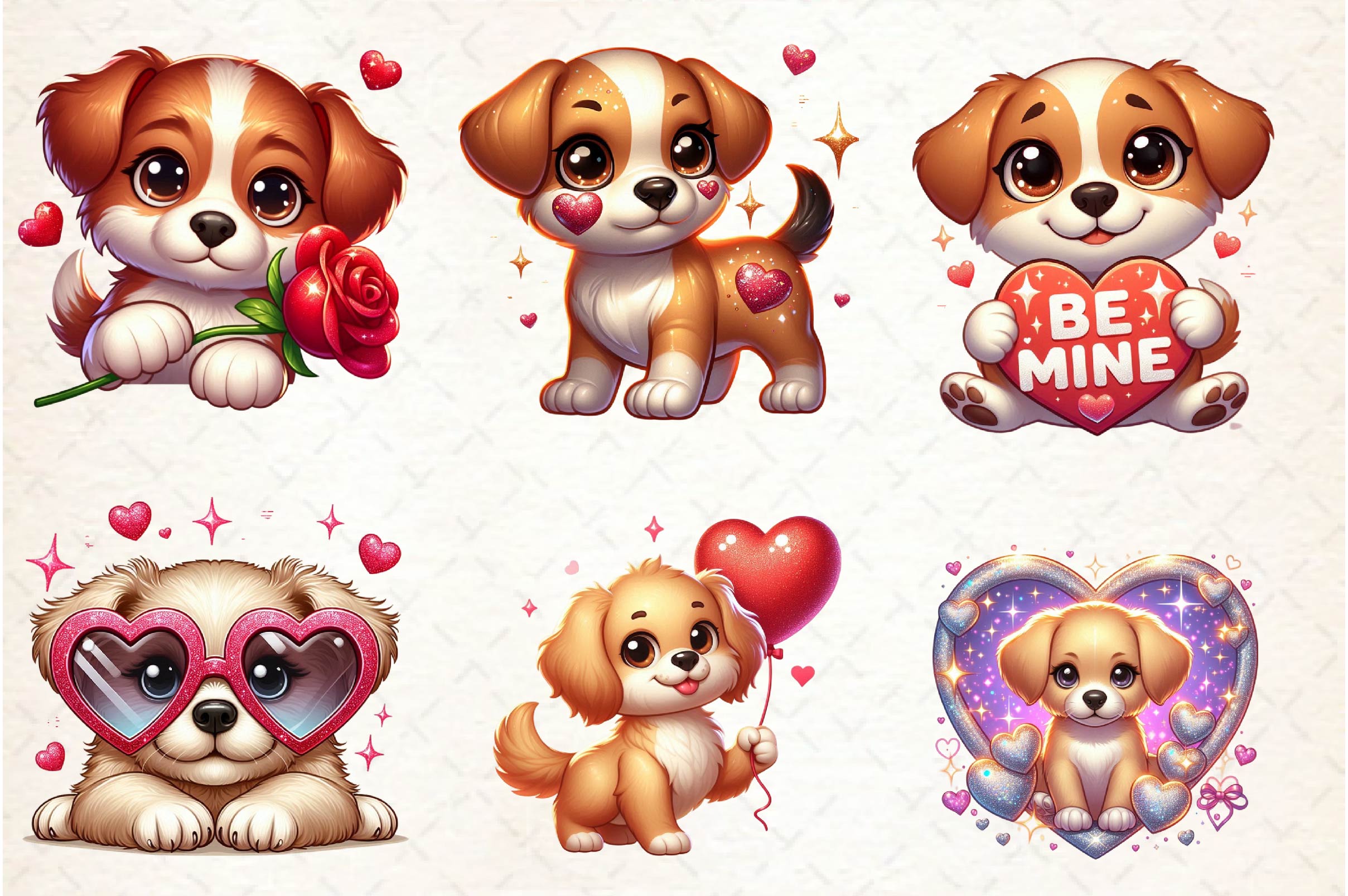 Cute Dog Valentine's Day Clipart Bundle