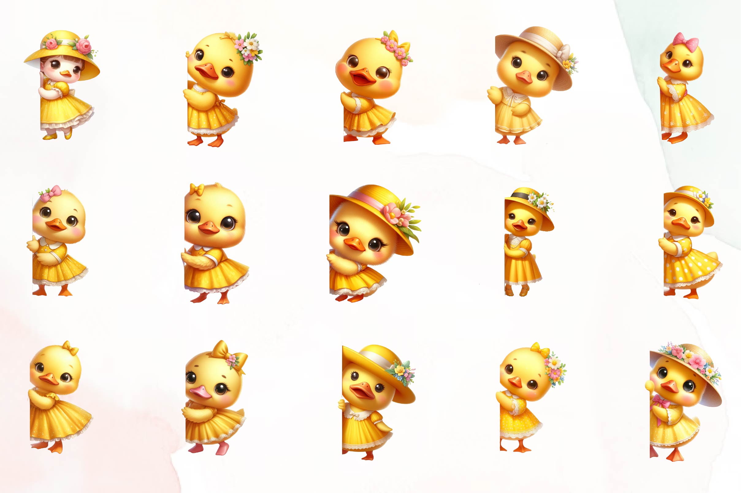 Ducks Peeking Around Corner Clipart Bundle