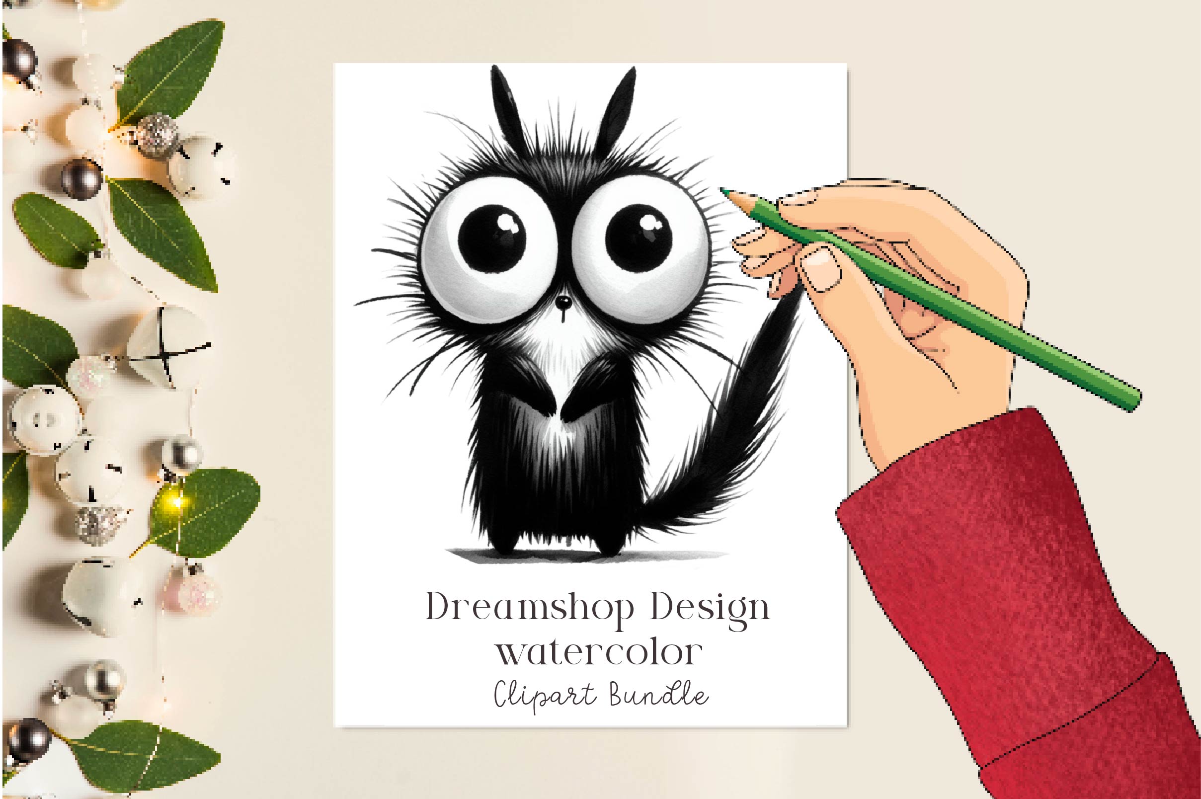 Whimsical Black Cat Clipart Bundle 2