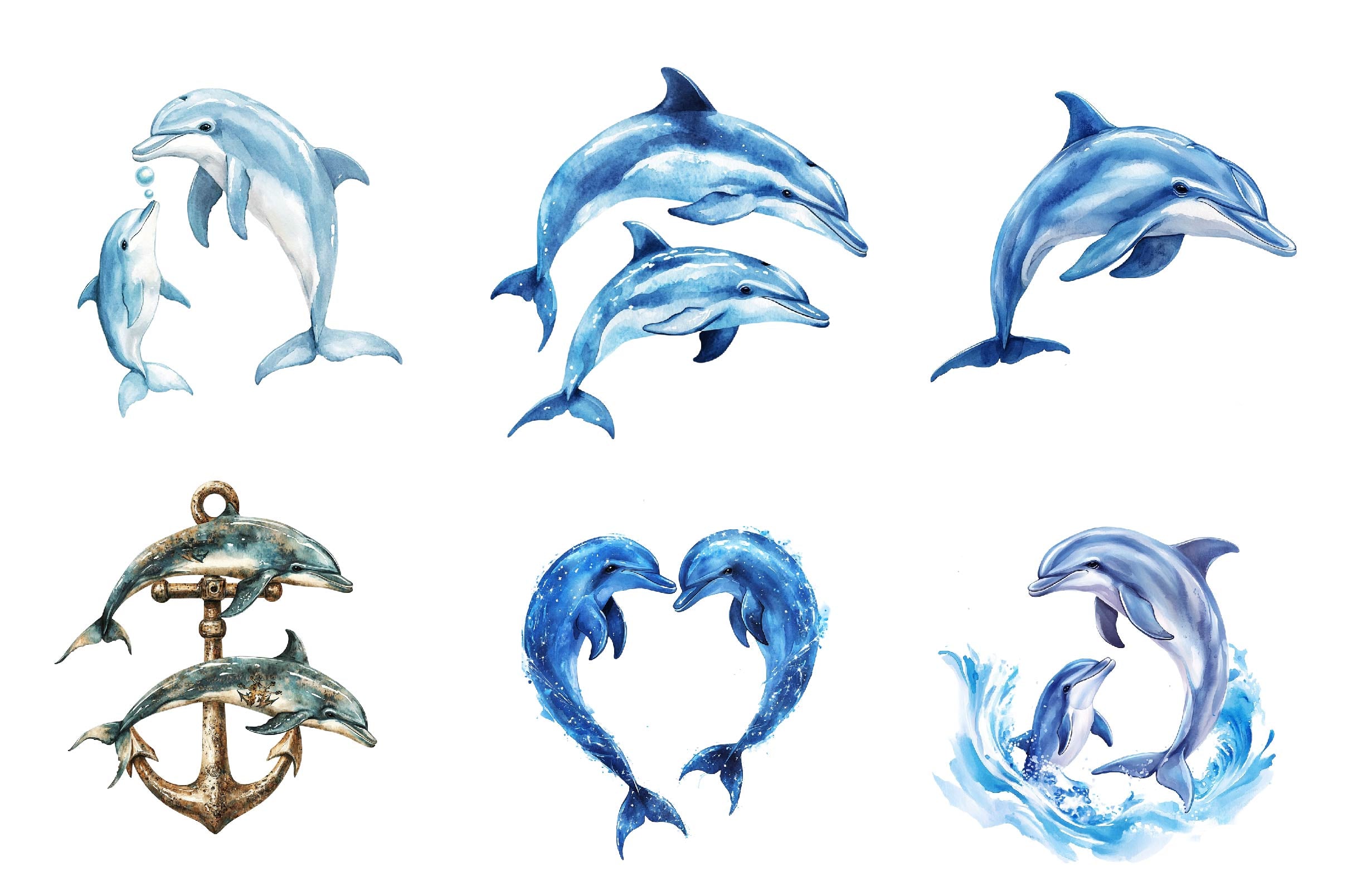 Dolphin & Calf Clipart Bundle
