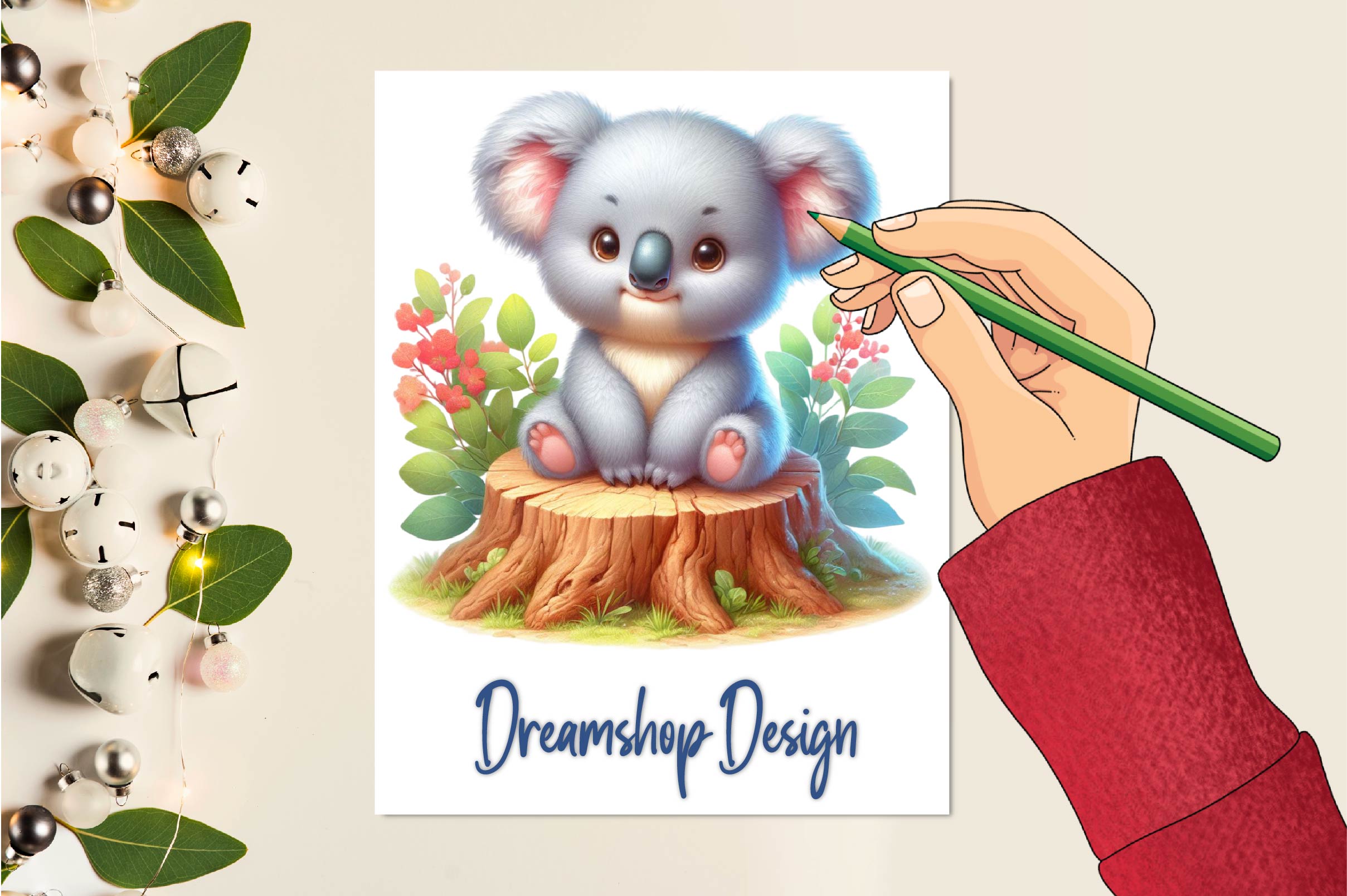 Cute Animals On Tree Stump Clipart Bundle
