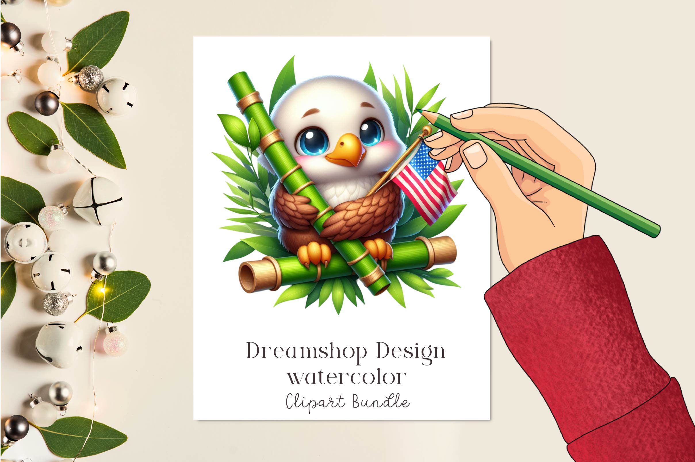 Cute Patriotic Eagle Clipart Bundle