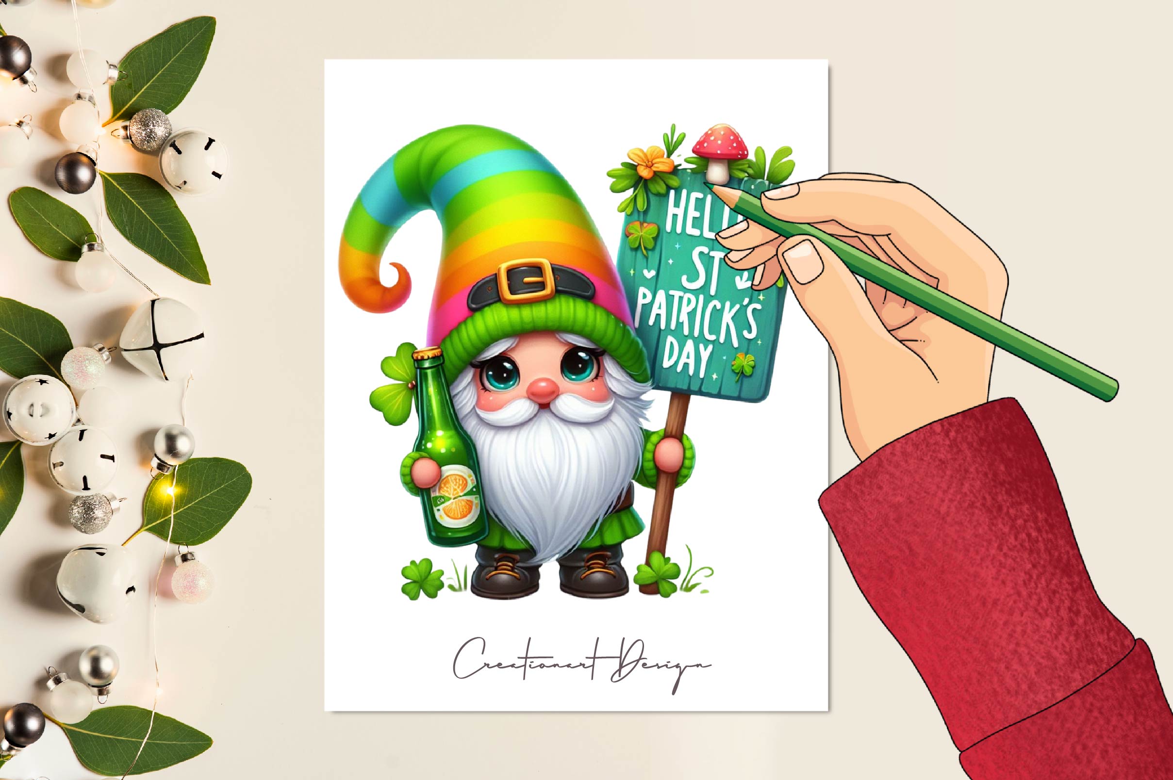Hello St Patrick's Day Gnomes Clipart Bundle