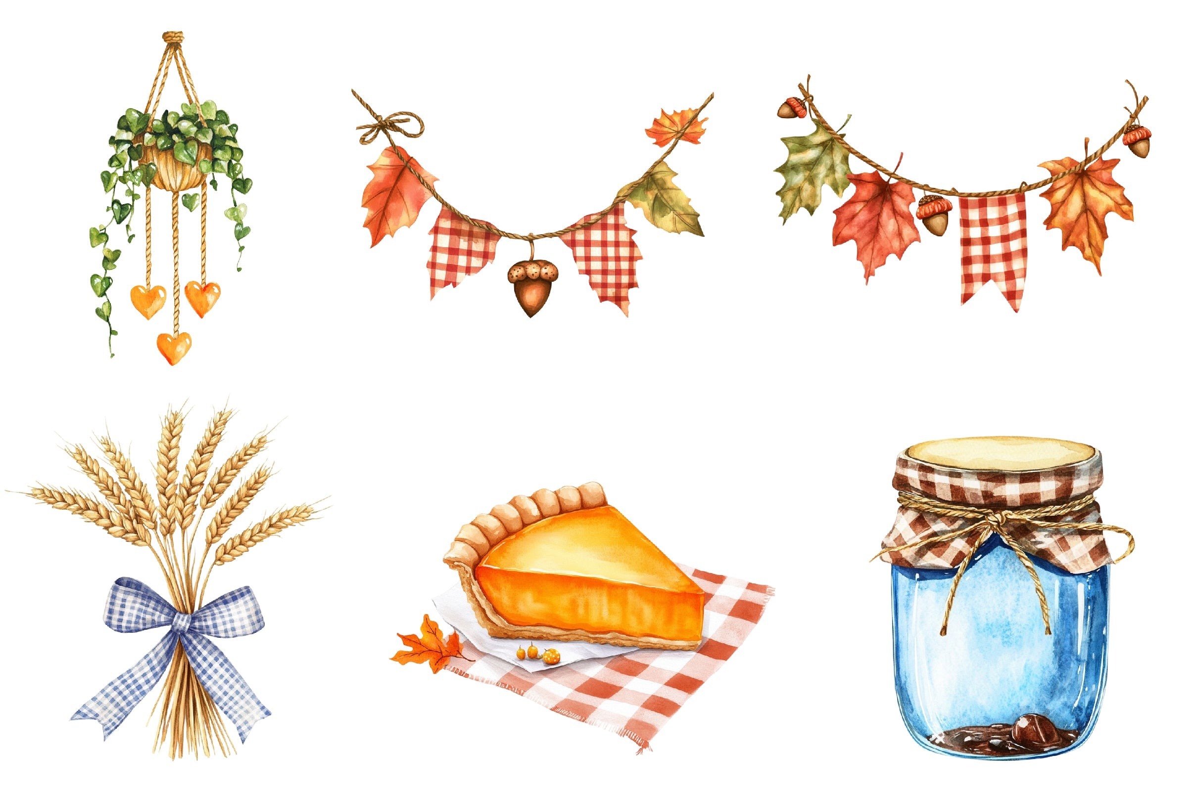 Gingham Autumn Clipart Bundle 1