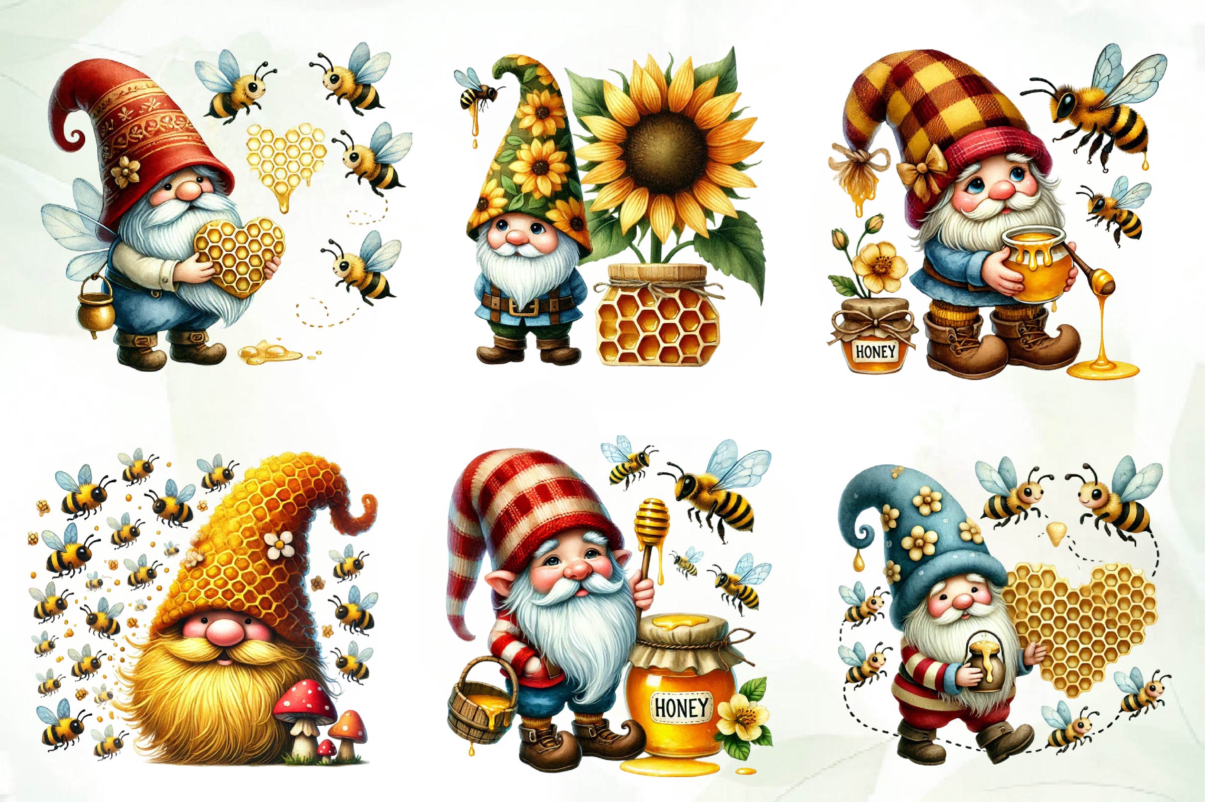 Honey Bee Gnome Clipart Bundle 2