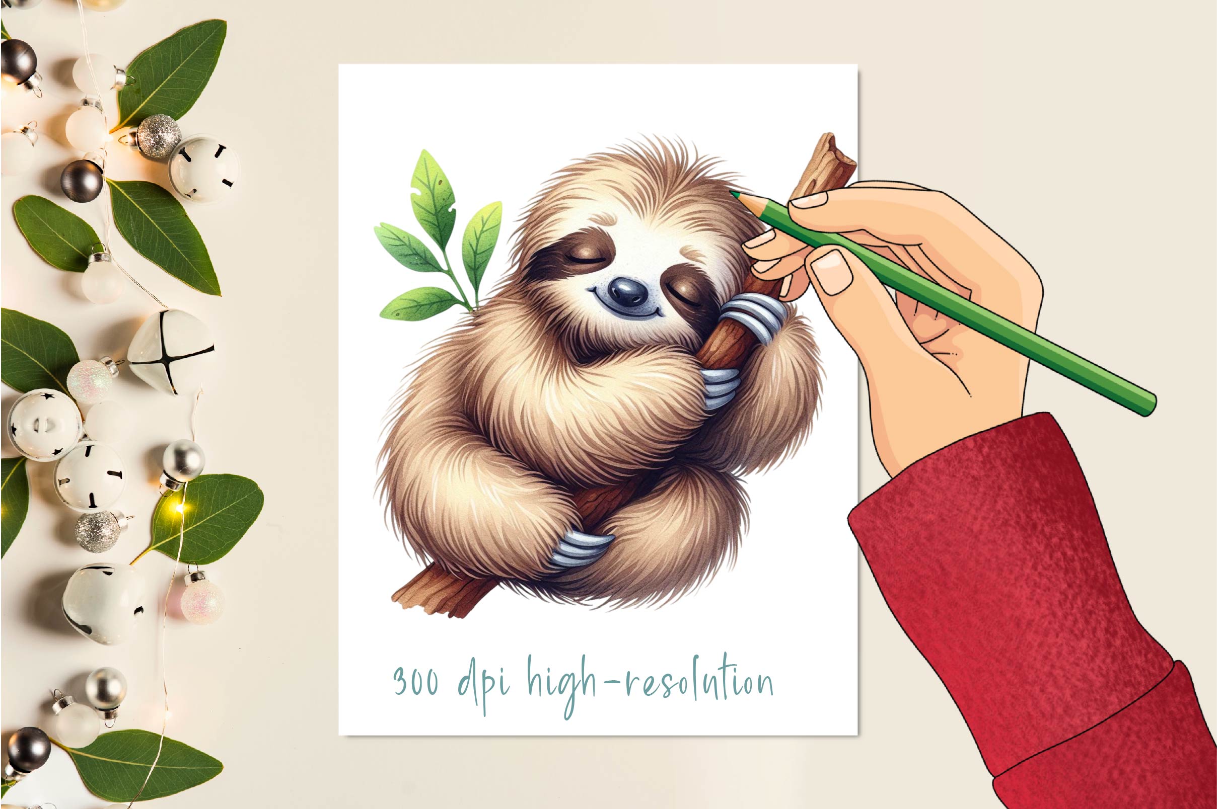 Sleepy Sloth Clipart Bundle 1