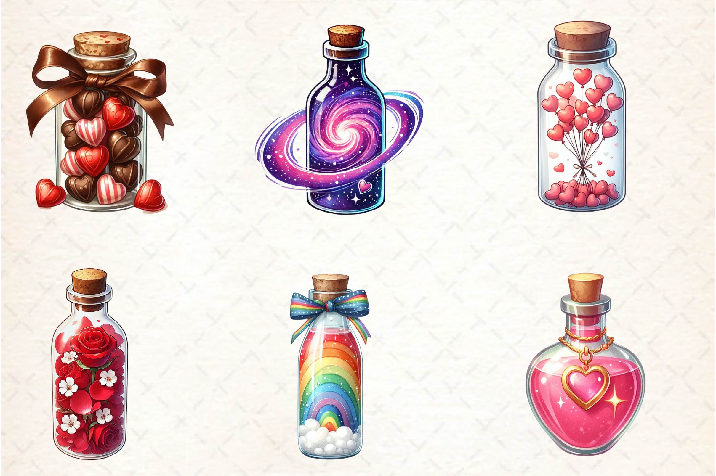 Love Bottle Valentines Day Clipart Bundle1