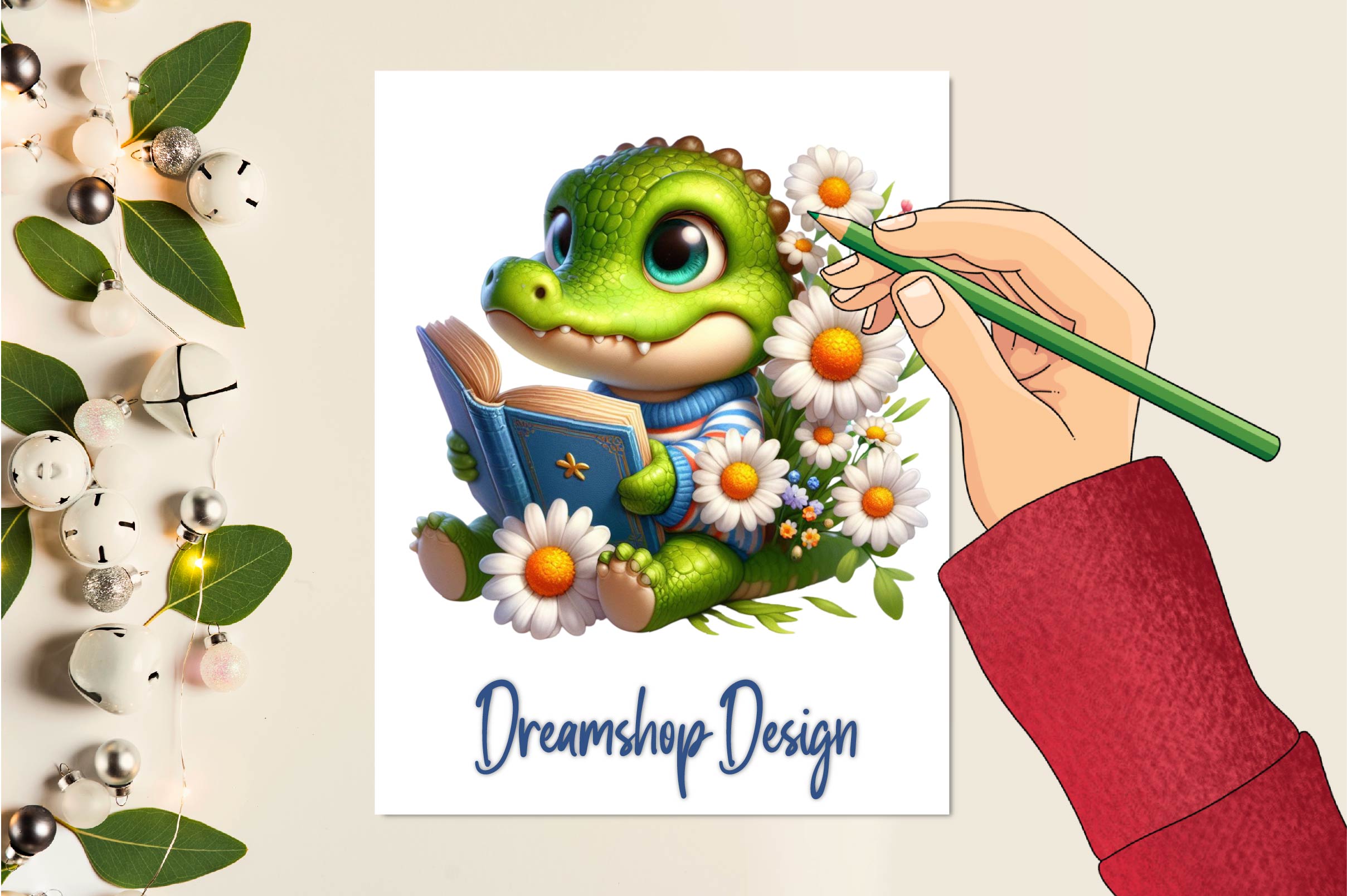 Spring Crocodile Clipart Bundle