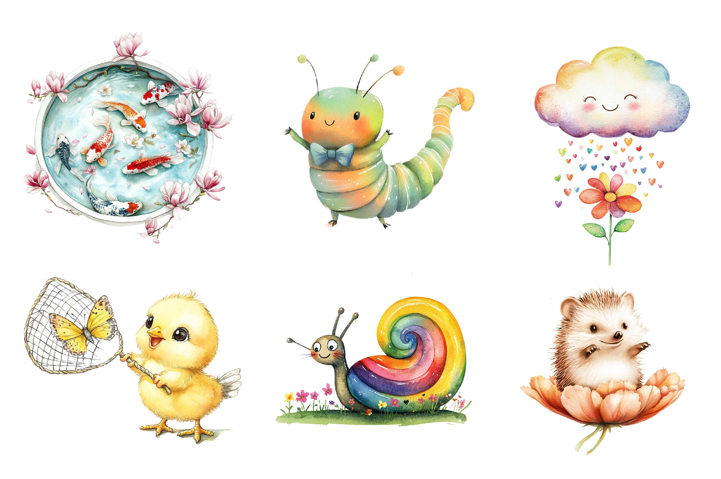 Funny Happy Spring Clipart Bundle