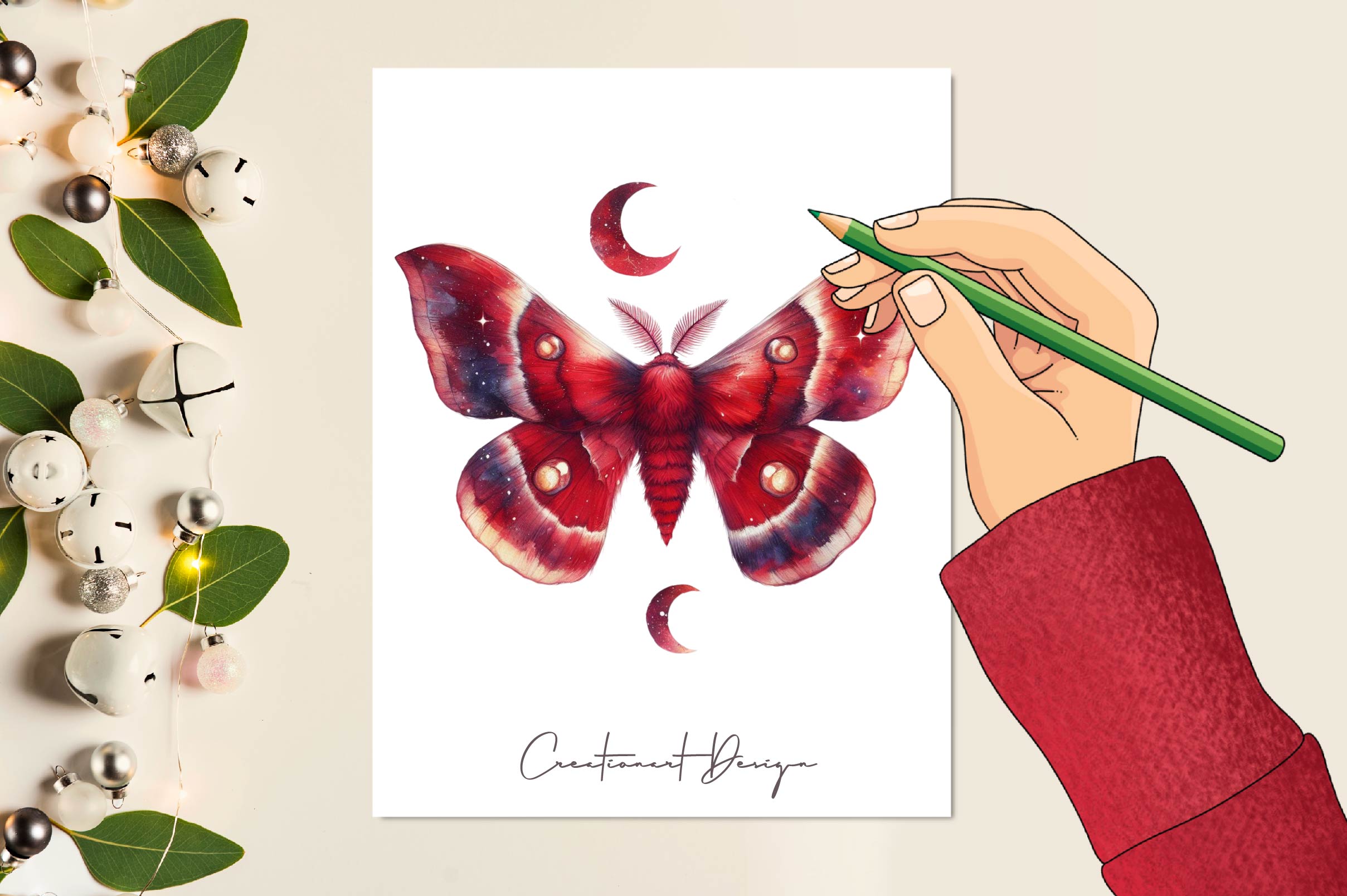 Celestial Moths Clipart Bundle