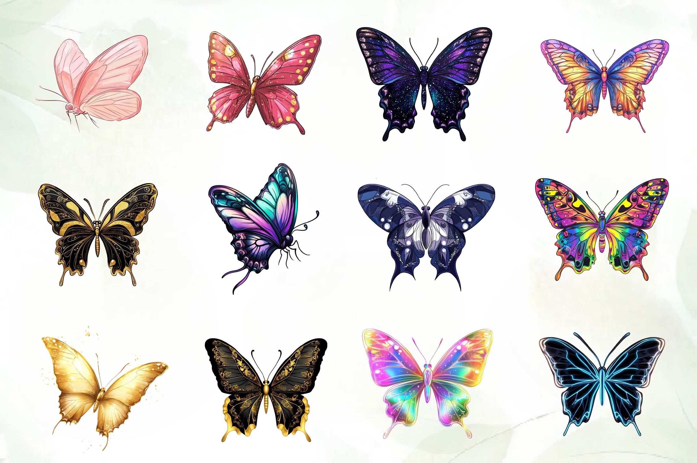 Drawing Butterfly Clipart Bundle